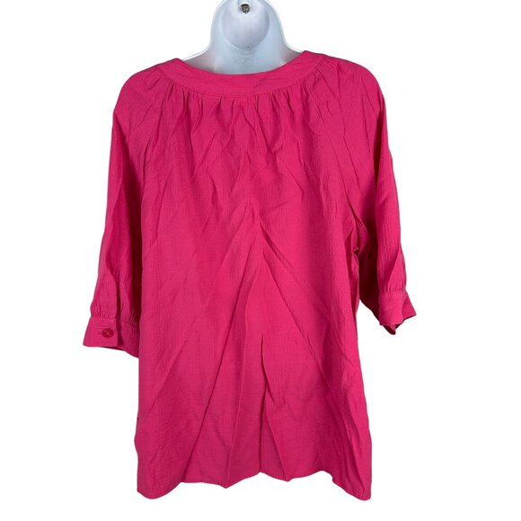 White Stag Womens Pink Button-Front Crinkle Blouse XL Polyester/Rayon/Spandex - Picture 3 of 6